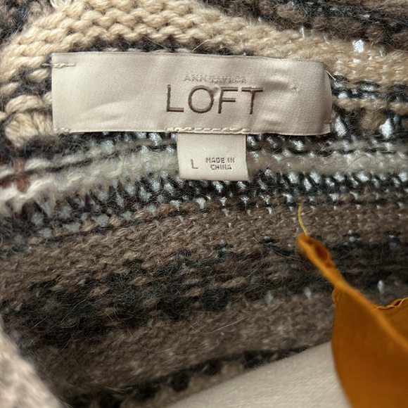 Loft Women’s Knit Rayon Cotton Rabbit Hair Blend Sweater Beige size Large - Picture 7 of 15